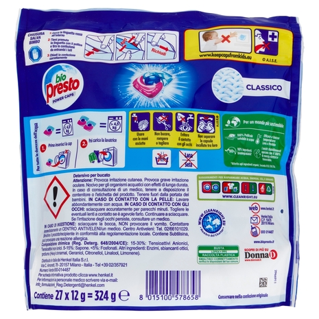 BIO PRESTO Power Caps Classico 27 Lavaggi 27 x 12 g